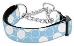 Diagonal Dots Nylon Collar Martingale (Color/Size: Baby Blue Large)