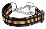 Preppy Stripes Nylon Ribbon Collars Martingale (Color/Size: Brown/Khaki Large)