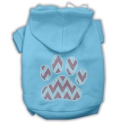 Candy Cane Chevron Paw Rhinestone Dog Hoodie (Color/Size: Baby Blue L)