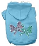 Christmas Bows Rhinestone Hoodie (Color/Size: Baby Blue L)