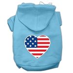 American Flag Heart Screen Print Pet Hoodies (Color/Size: Baby Blue Size Lg)