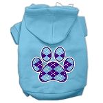 Argyle Paw Purple Screen Print Pet Hoodies (Color/Size: Baby Blue Size Lg)