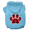 Argyle Paw Red Screen Print Pet Hoodies