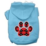 Argyle Paw Red Screen Print Pet Hoodies (Color/Size: Baby Blue Size Lg)