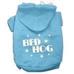 Bed Hog Screen Printed Pet Hoodies (Color/Size: Baby Blue Size Lg)