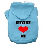 Bitches Love Me Screen Print Pet Hoodies (Color/Size: Baby Blue Size Lg)