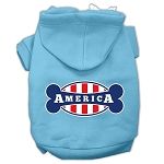 Bonely in America Screen Print Pet Hoodies (Color/Size: Baby Blue Size Lg)