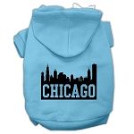 Chicago Skyline Screen Print Pet Hoodies (Color/Size: Baby Blue Size Lg)