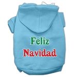 Feliz Navidad Screen Print Pet Hoodies (Color/Size: Baby Blue L)