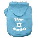 Happy Hanukkah Screen Print Pet Hoodies (Color/Size: Baby Blue Size Lg)