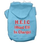 Head Elf In Charge Screen Print Pet Hoodies (Color/Size: Baby Blue Size Lg)