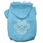 Henna Paw Screen Print Pet Hoodies (Color/Size: Baby Blue Size Lg)