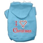 I Heart Christmas Screen Print Pet Hoodies (Color/Size: Baby Blue Size Lg)