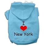 I Love New York Screen Print Pet Hoodies (Color/Size: Baby Blue Size Lg)