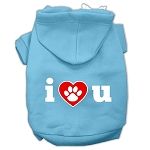 I Love U Screen Print Pet Hoodies (Color/Size: Baby Blue Size Lg)