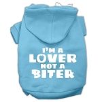 I'm a Lover not a Biter Screen Printed Dog Pet Hoodies (Color/Size: Baby Blue Size Lg)