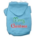 Merry Christmas Screen Print Pet Hoodies (Color/Size: Baby Blue Size Lg)