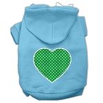 Green Swiss Dot Heart Screen Print Pet Hoodies (Color/Size: Baby Blue Size Lg)