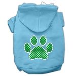 Green Swiss Dot Paw Screen Print Pet Hoodies (Color/Size: Baby Blue Size Lg)