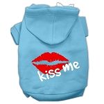 Kiss Me Screen Print Pet Hoodies (Color/Size: Baby Blue Size Lg)